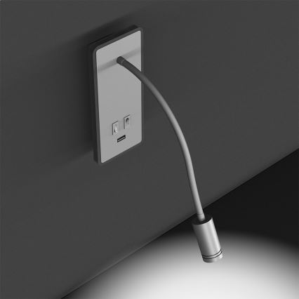 Lámpara de pared LED flexible con USB BASE LED/8W+LED/2W/230V blanca