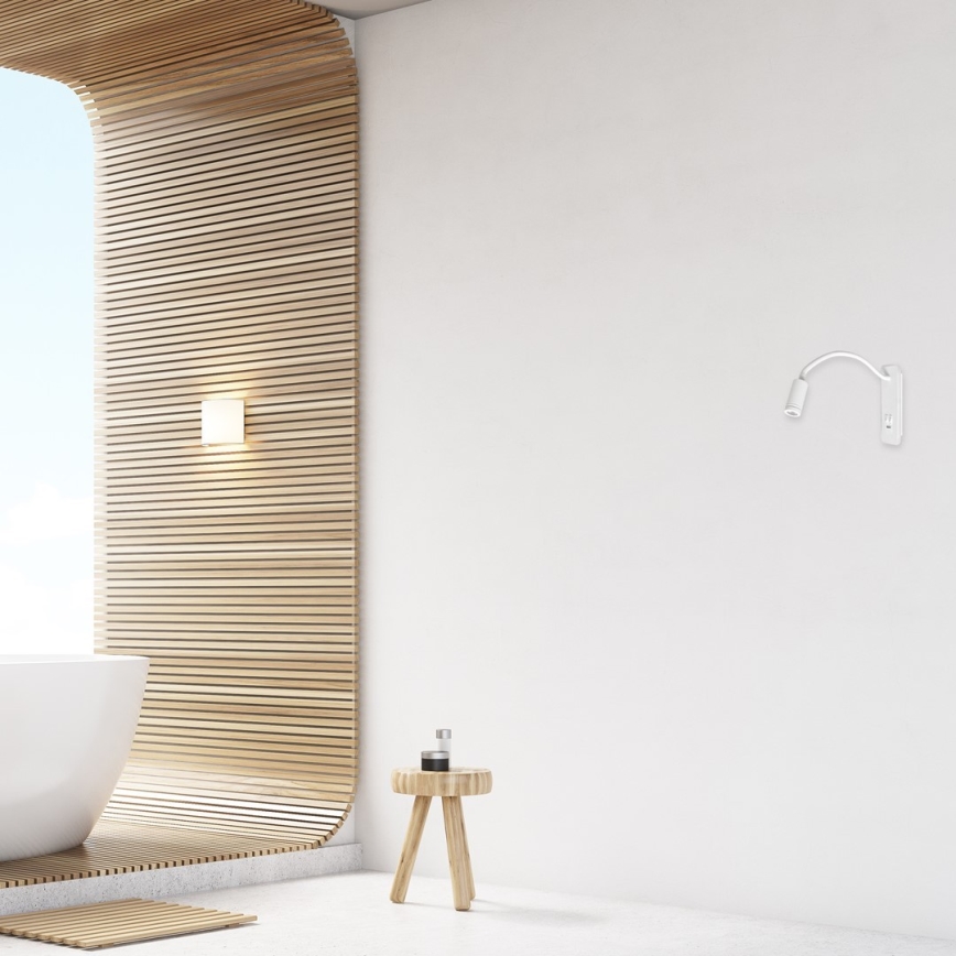 Lámpara de pared LED flexible con USB BASE LED/8W+LED/2W/230V blanca