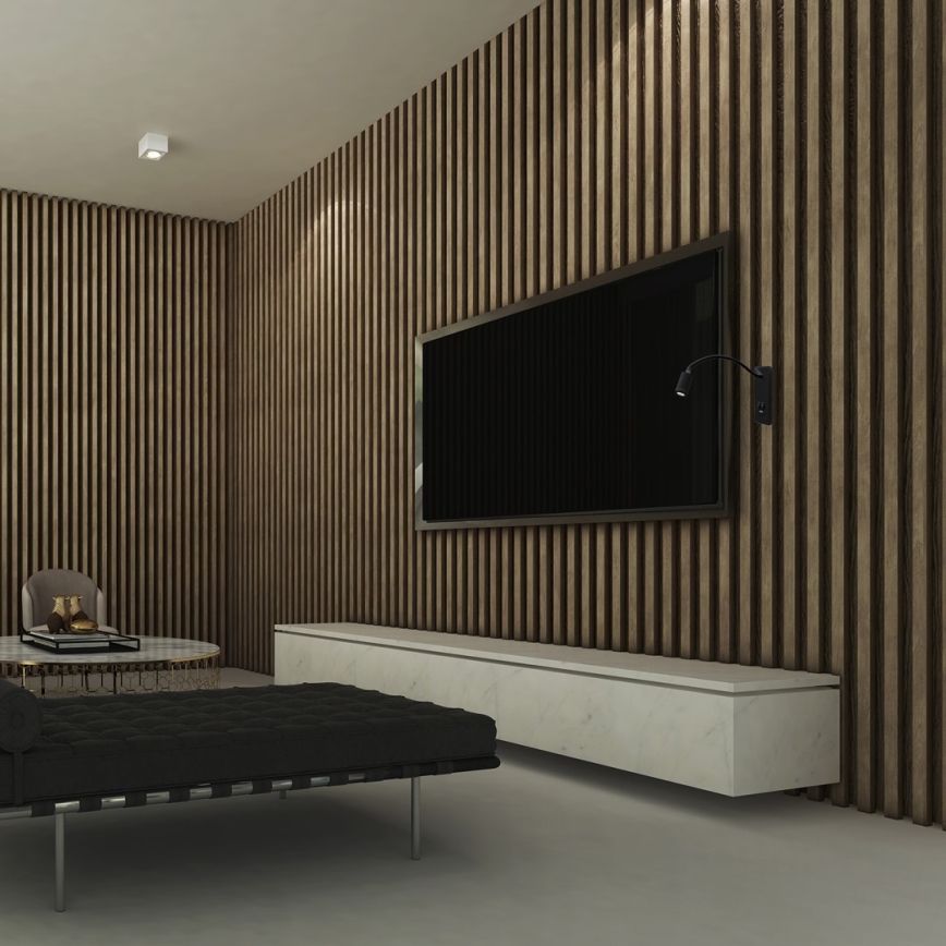 Lámpara de pared LED flexible con USB BASE LED/8W+LED/2W/230V negra