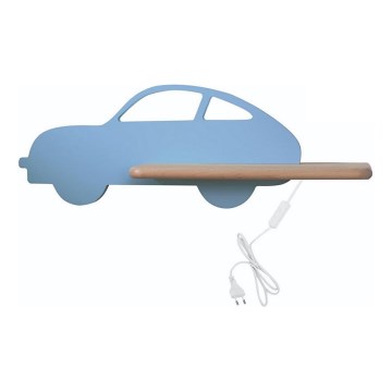 Lámpara de pared LED infantil con estante CAR LED/5W/230V azul/madera,