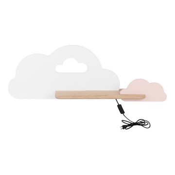 Lámpara de pared LED infantil con estante CLOUD LED/5W/230V blanco/rosa,
