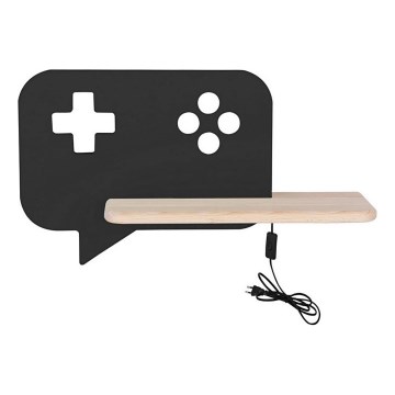 Lámpara de pared LED infantil con estante CONSOLE LED/5W/230V negro,