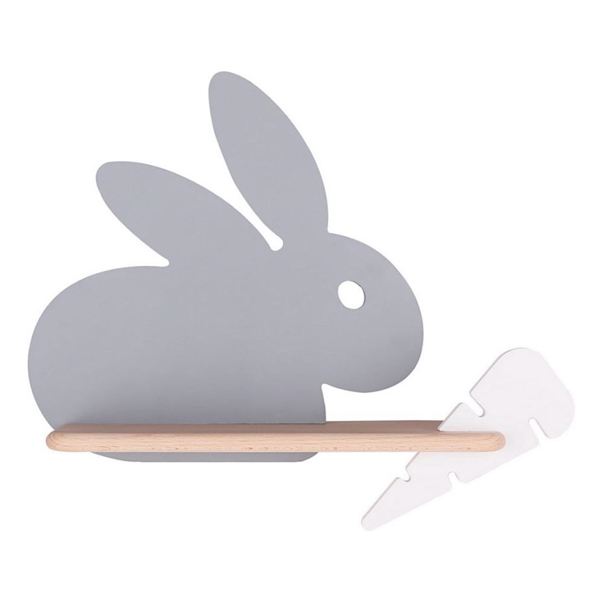Lámpara de pared LED infantil con estante RABBIT LED/4W/230V gris/blanco/madera,