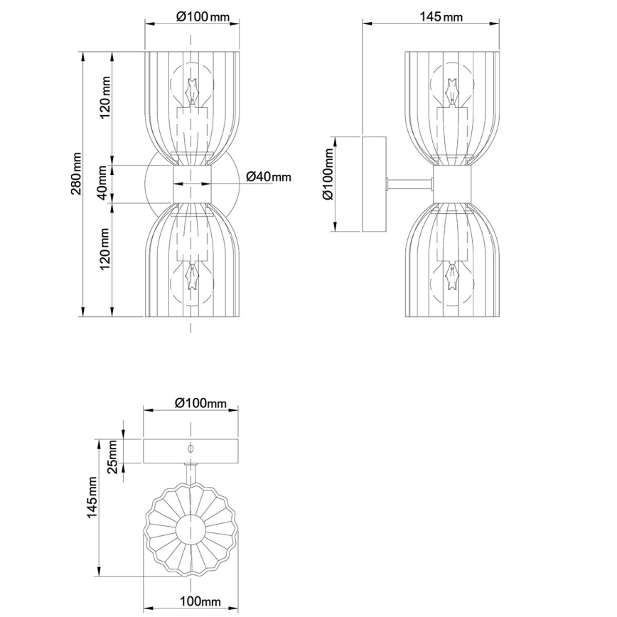 Lámpara de pared PIEGA 2xE14/10W/230V latón/beige ahumado