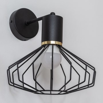 Lámpara de pared SOLANO 1xE27/15W/230V negra/dorada