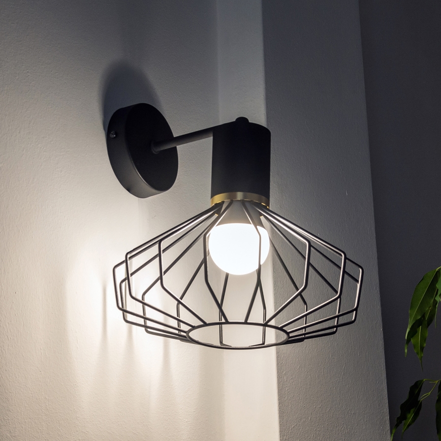 Lámpara de pared SOLANO 1xE27/15W/230V negra/dorada