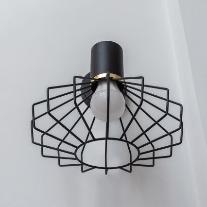 Lámpara de pared SOLANO 1xE27/15W/230V negra/dorada