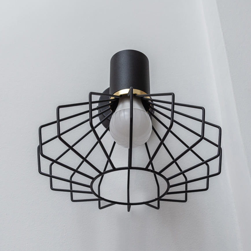 Lámpara de pared SOLANO 1xE27/15W/230V negra/dorada