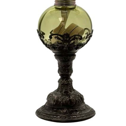 Lámpara de petróleo DRAHOMÍRA 50 cm verde bosque decorado con estaño