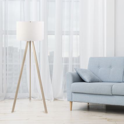 Lámpara de pie AYD 1xE27/60W/230V blanca/beige