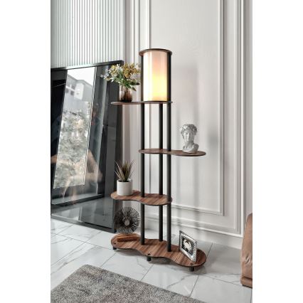Lámpara de pie con estanterías NOTO 1xE27/40W/230V marrón/negra