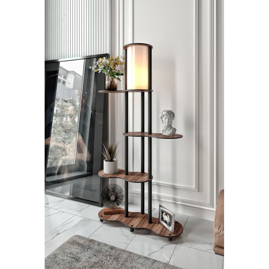 Lámpara de pie con estanterías NOTO 1xE27/40W/230V marrón/negra