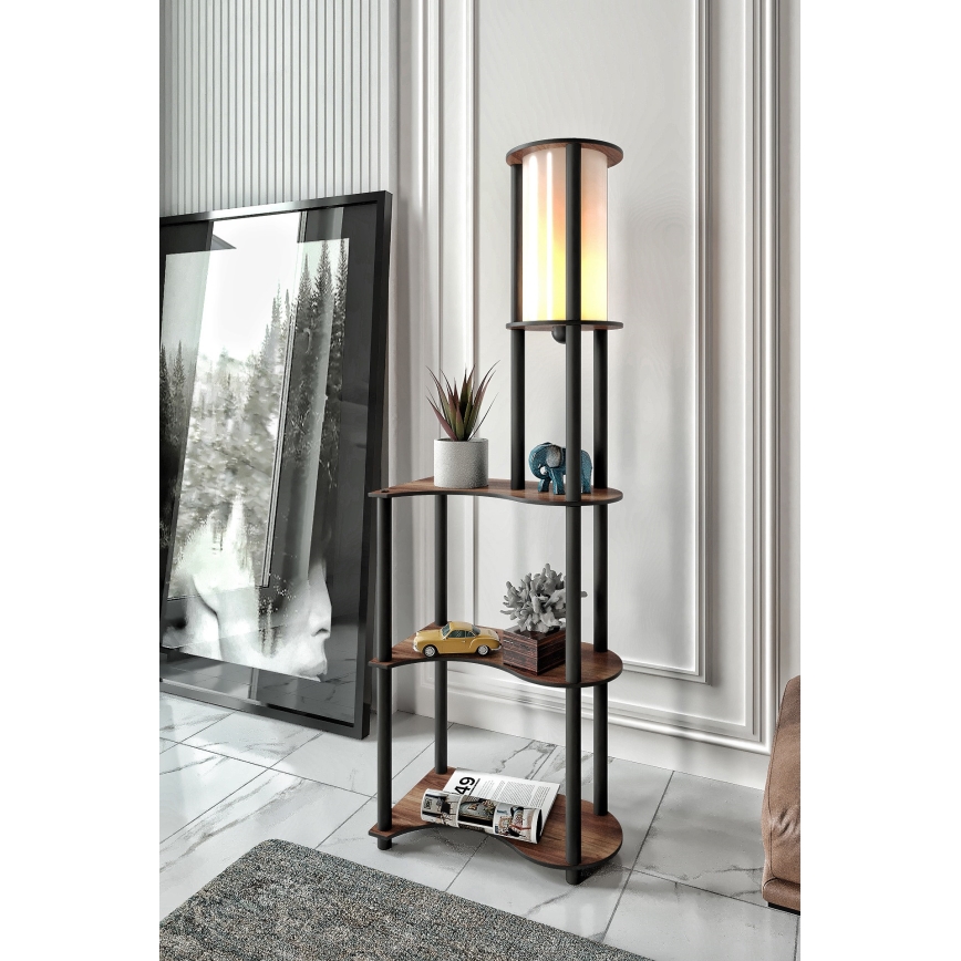 Lámpara de pie con estantes 1xE27/40W/230V 140 cm negro/marrón