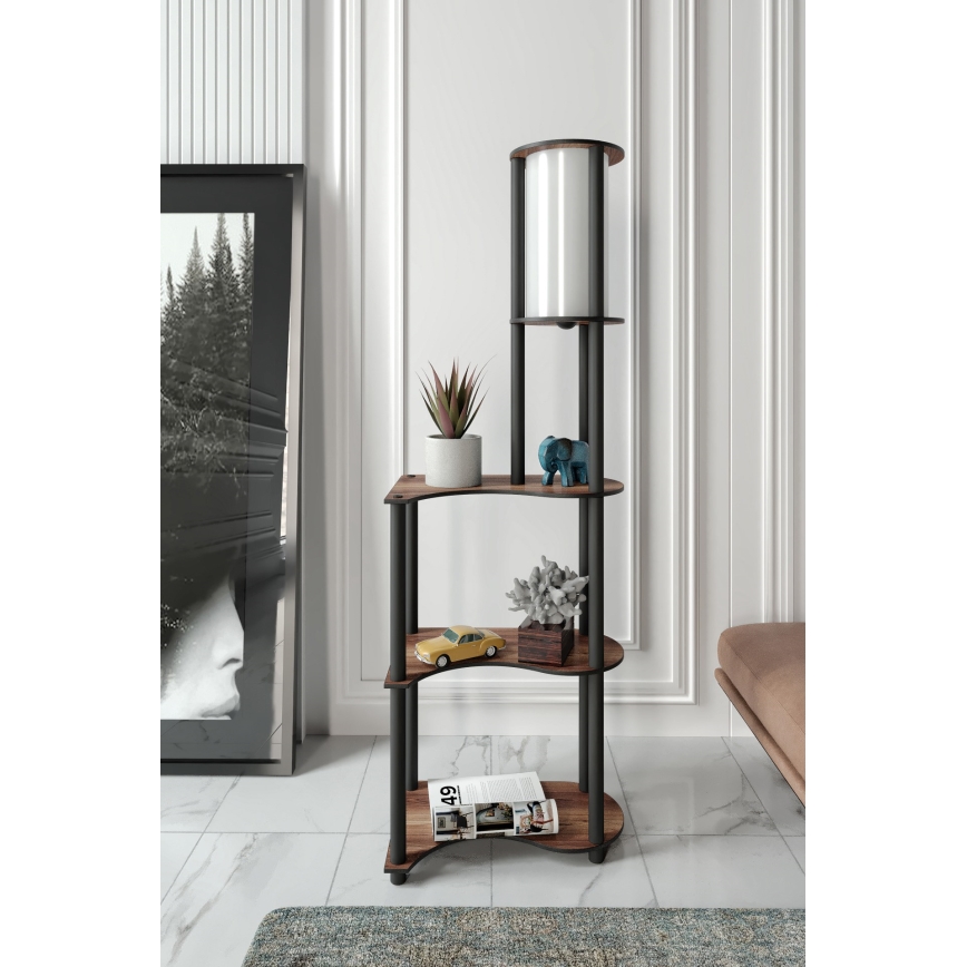 Lámpara de pie con estantes 1xE27/40W/230V 140 cm negro/marrón