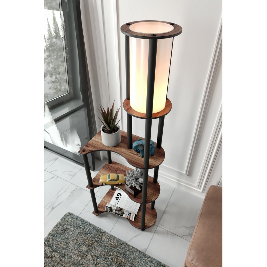 Lámpara de pie con estantes 1xE27/40W/230V 140 cm negro/marrón