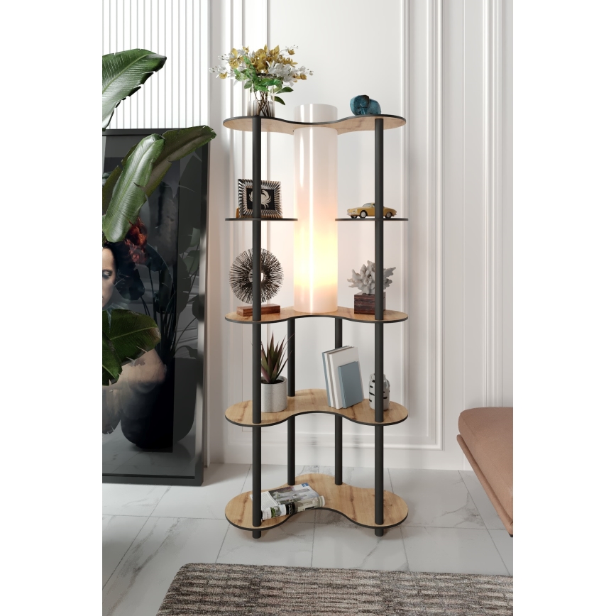 Lámpara de pie con estantes 1xE27/40W/230V 150 cm negro/beige