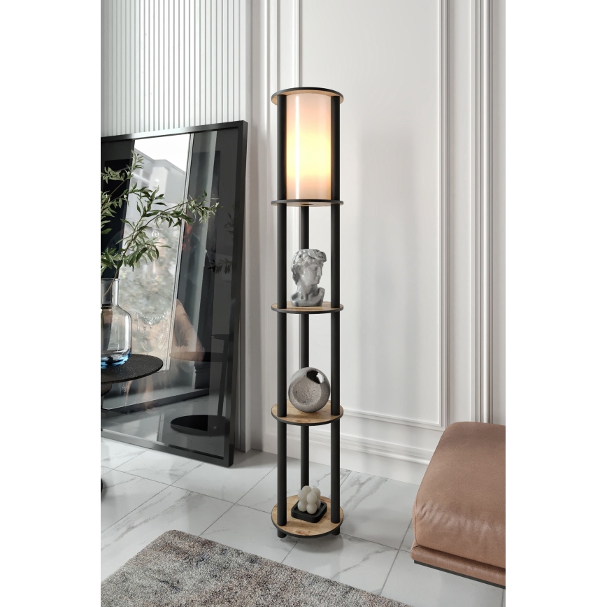 Lámpara de pie con estantes 1xE27/40W/230V 150 cm negro/marrón