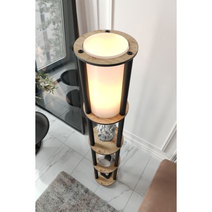 Lámpara de pie con estantes 1xE27/40W/230V 150 cm negro/marrón