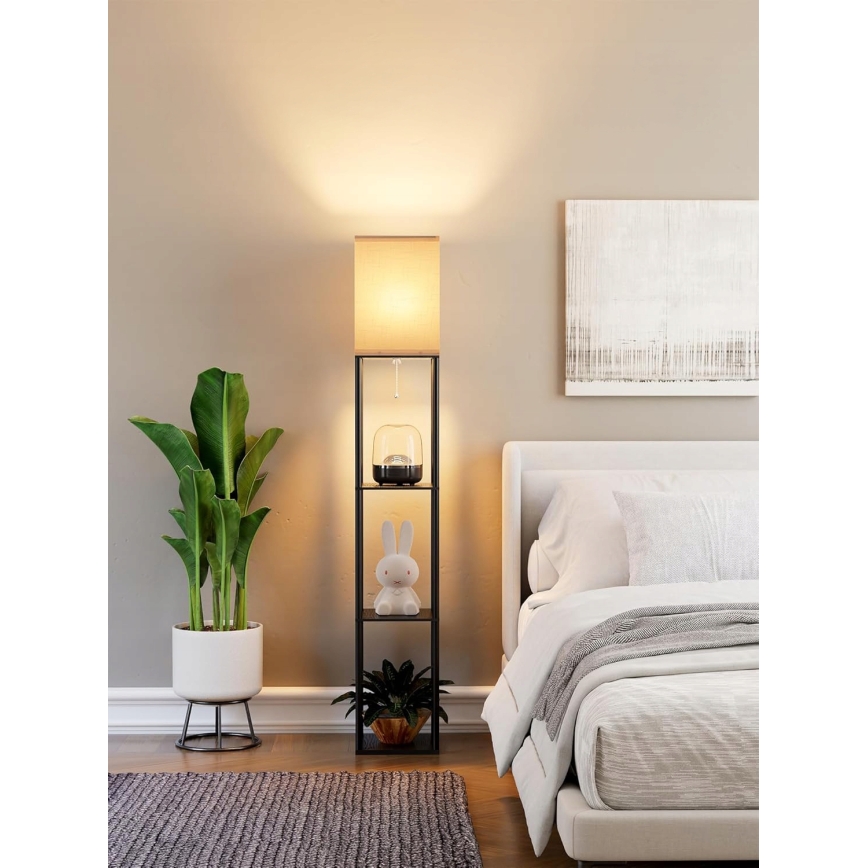 Lámpara de pie con estantes 1xE27/40W/230V negra/blanca