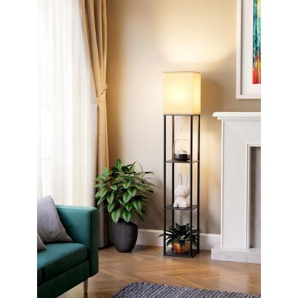 Lámpara de pie con estantes 1xE27/40W/230V negra/blanca