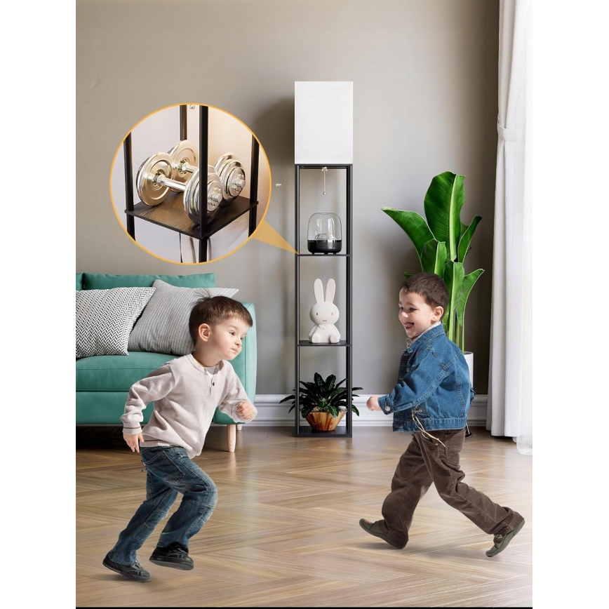 Lámpara de pie con estantes 1xE27/40W/230V negra/blanca