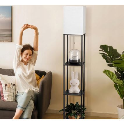 Lámpara de pie con estantes 1xE27/40W/230V negra/blanca