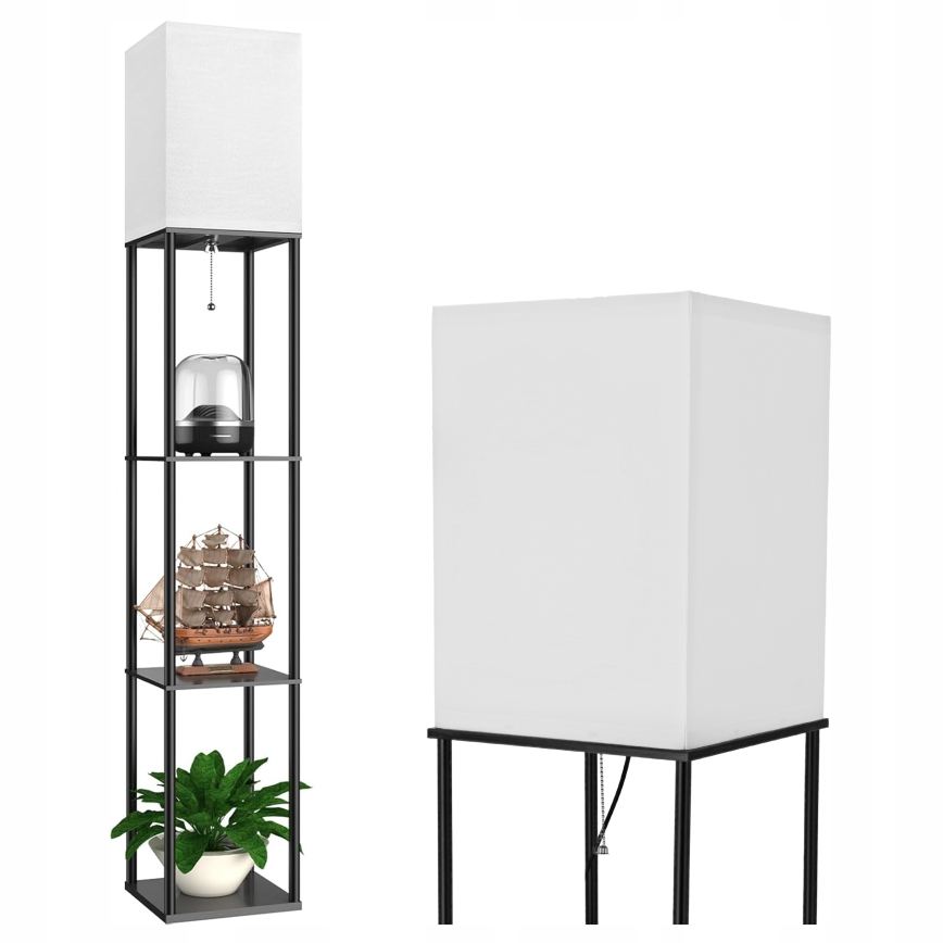 Lámpara de pie con estantes 1xE27/40W/230V negra/blanca