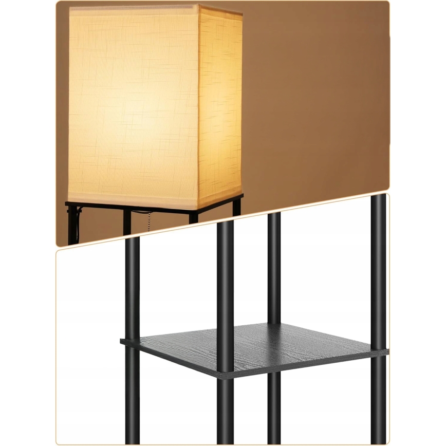 Lámpara de pie con estantes 1xE27/40W/230V negra/blanca