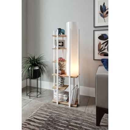 Lámpara de pie con estantes MODA DOR 1xE27/40W/230V blanco/marrón