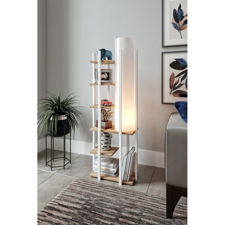 Lámpara de pie con estantes MODA DOR 1xE27/40W/230V blanco/marrón