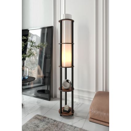 Lámpara de pie con estantes NOTO 1xE27/40W/230V marrón/negra