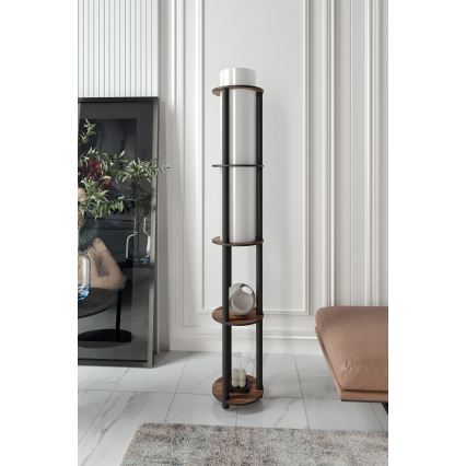 Lámpara de pie con estantes NOTO 1xE27/40W/230V marrón/negra