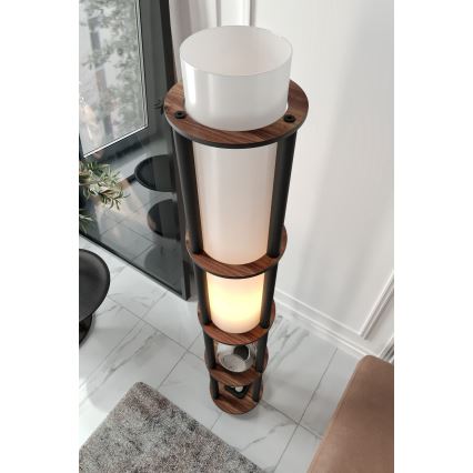 Lámpara de pie con estantes NOTO 1xE27/40W/230V marrón/negra