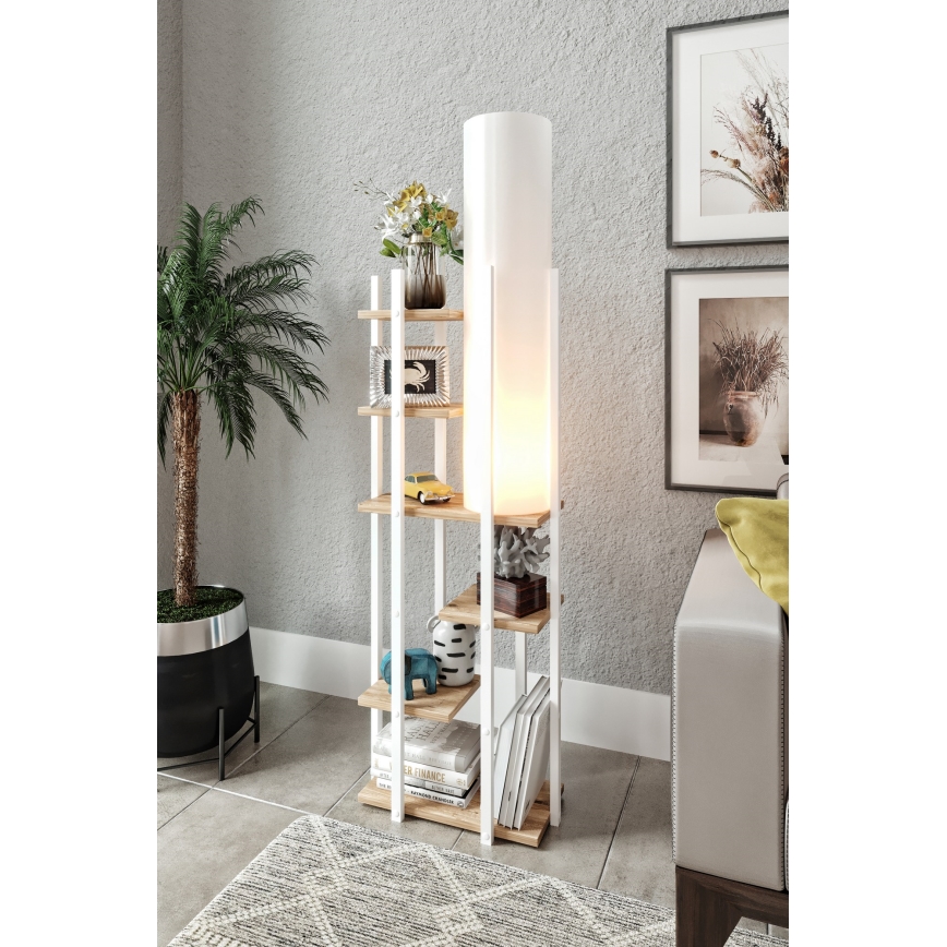 Lámpara de pie con estantes VOGUE 1xE27/40W/230V 160 cm blanco