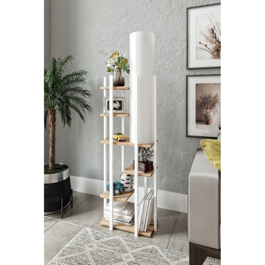 Lámpara de pie con estantes VOGUE 1xE27/40W/230V 160 cm blanco