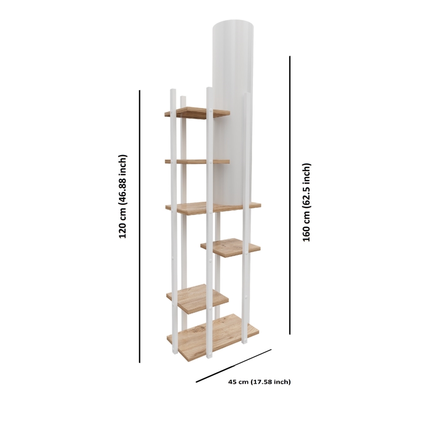 Lámpara de pie con estantes VOGUE 1xE27/40W/230V 160 cm blanco