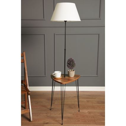 Lámpara de pie con mesa 1xE27/40W/230V negro/marrón