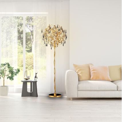 Lámpara de pie de cristal 5xG9/40W/230V dorado