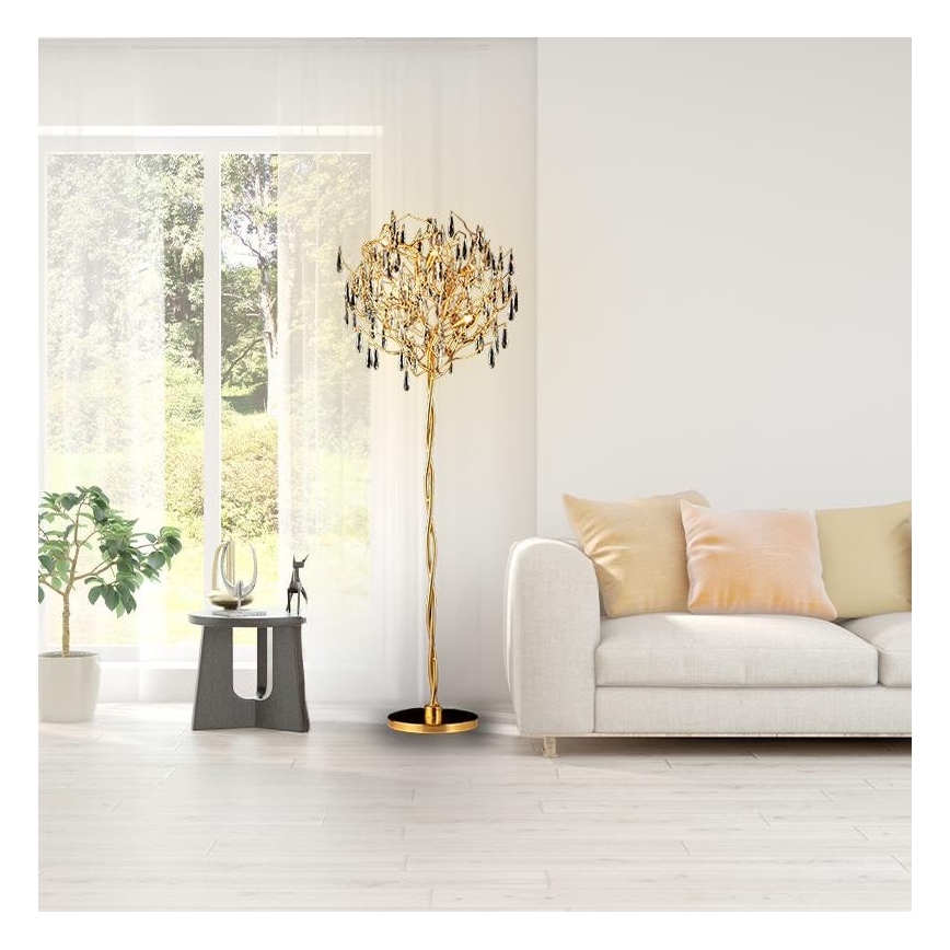 Lámpara de pie de cristal 5xG9/40W/230V dorado