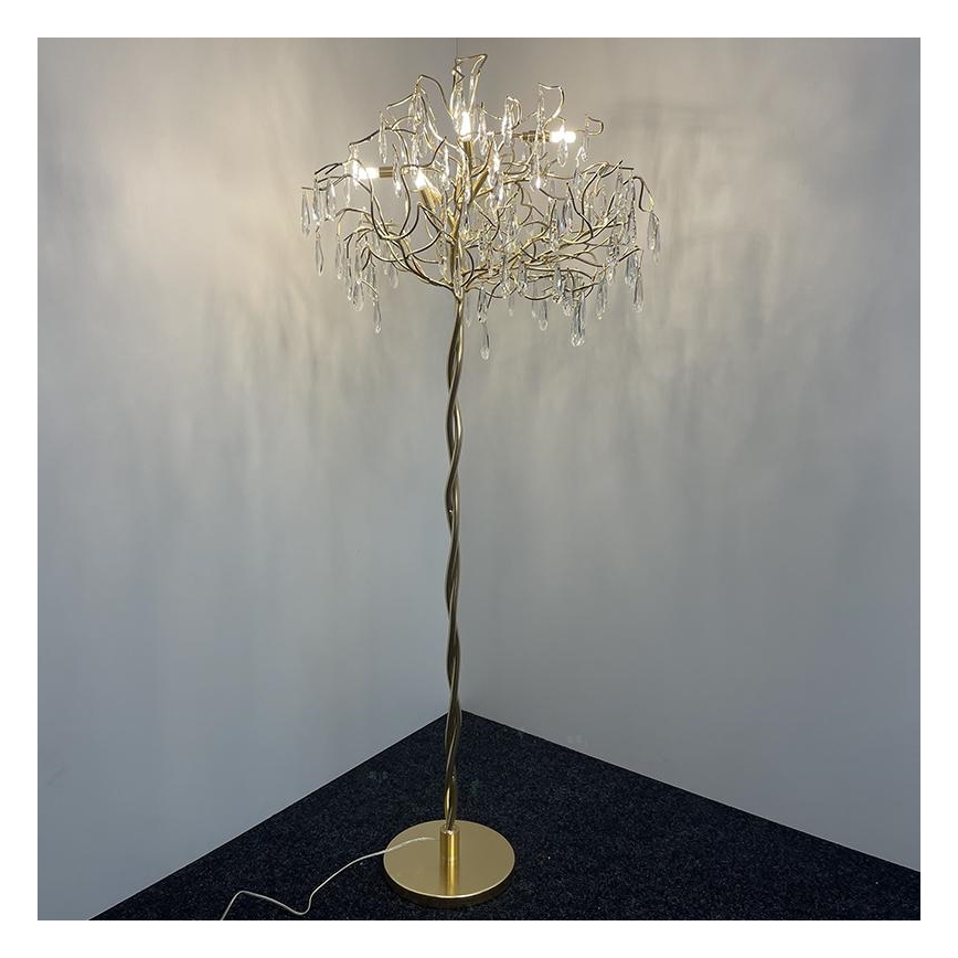 Lámpara de pie de cristal 5xG9/40W/230V dorado