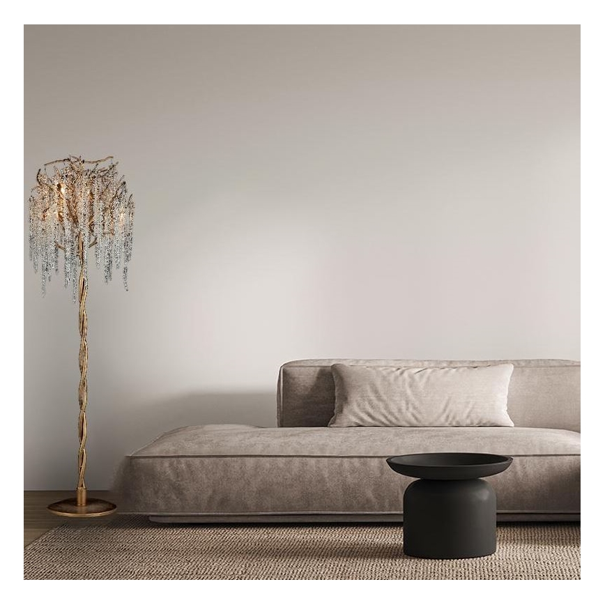 Lámpara de pie de cristal 5xG9/40W/230V dorado