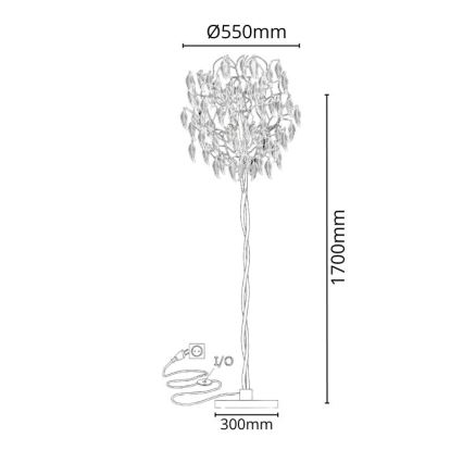 Lámpara de pie de cristal 5xG9/40W/230V negro