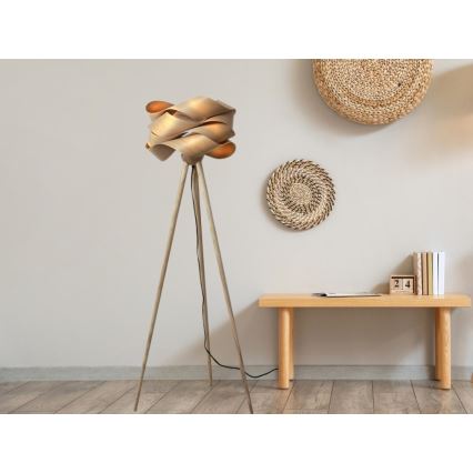 Lámpara de pie de madera 1xE27/60W/230V madera maciza/chapa/fresno