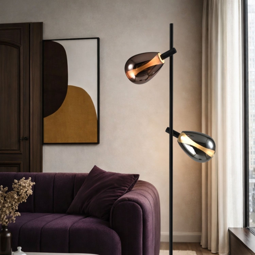 Lámpara de pie DENSO 2xG9/5W/230V negro cromado/cobre