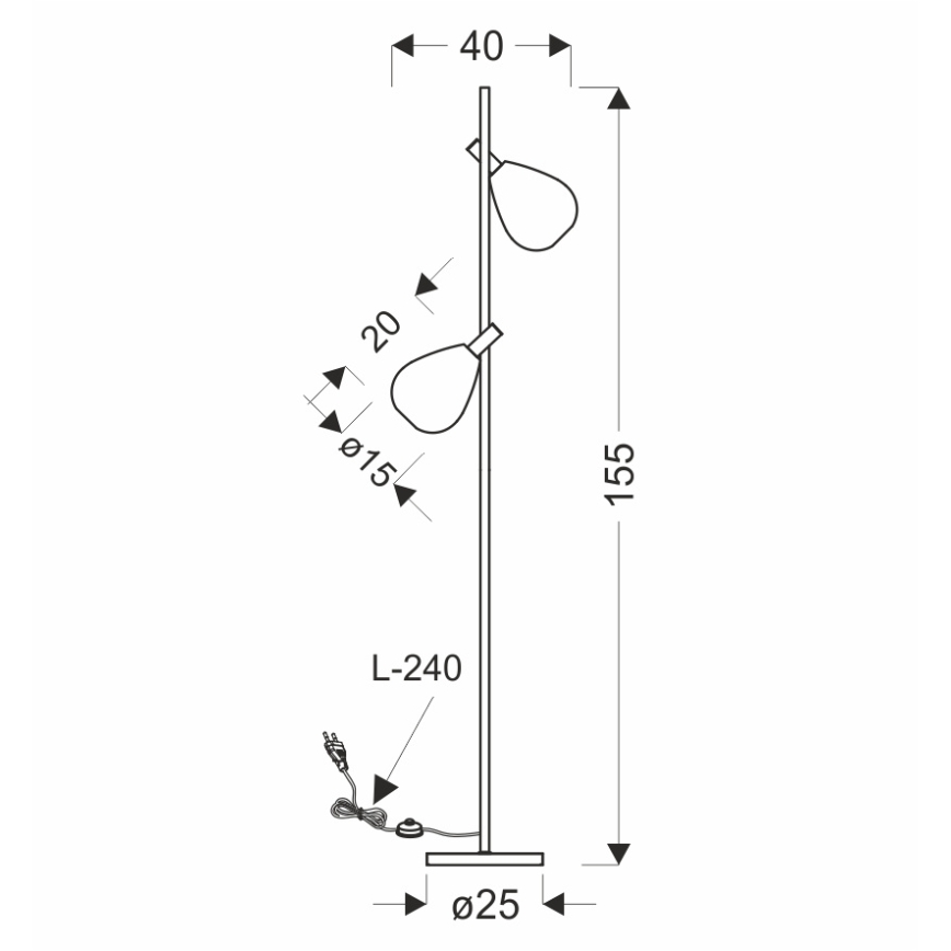 Lámpara de pie DENSO 2xG9/5W/230V negro cromado/cobre