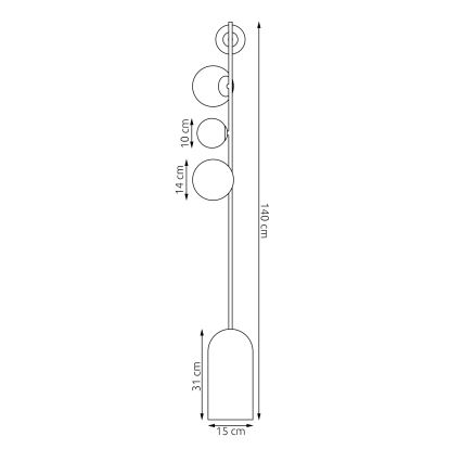 Lámpara de pie ETNO 4xG9/8W/230V negra