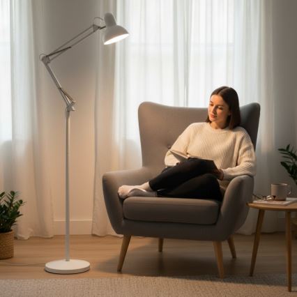 Lámpara de pie flexible AURIQ 1xE27/60W/230V 184 cm blanca