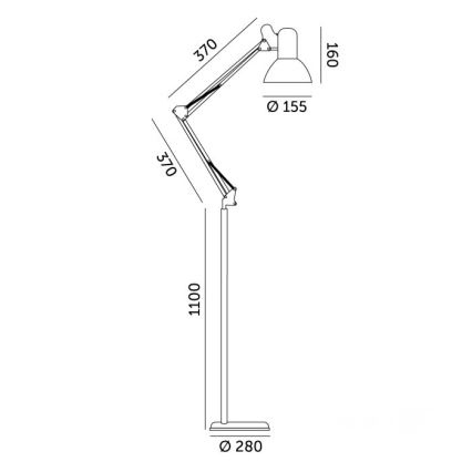 Lámpara de pie flexible AURIQ 1xE27/60W/230V 184 cm blanca