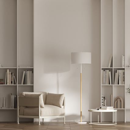 Lámpara de pie FOGO 2xE27/15W/230V blanca/beige