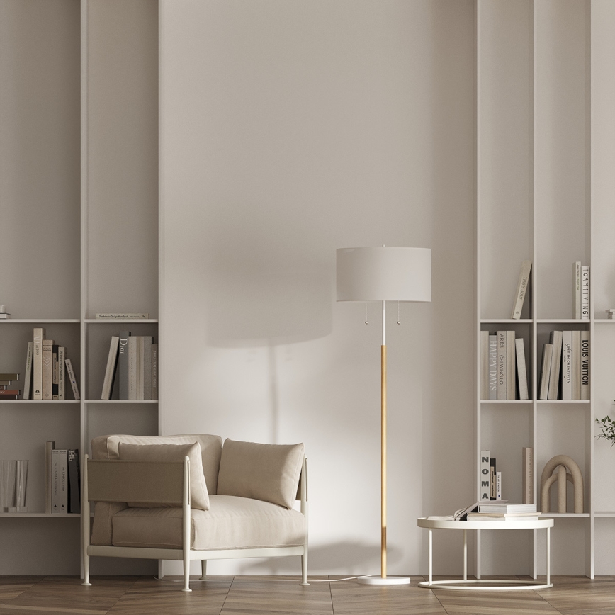 Lámpara de pie FOGO 2xE27/15W/230V blanca/beige